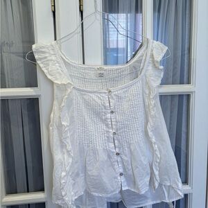 Wilfred White Ruffled Button-Front Blouse